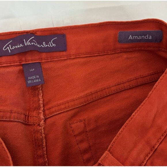 Gloria Vanderbilt Amanda Rusty Orange Petite Straight-Leg Jeans Women's 14P - Picture 3 of 8
